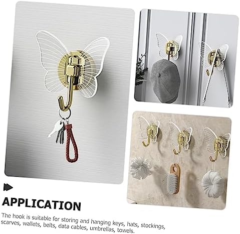 Happyyami 2pcs Butterfly Wall Hooks for Bathroom and Key Holders 1