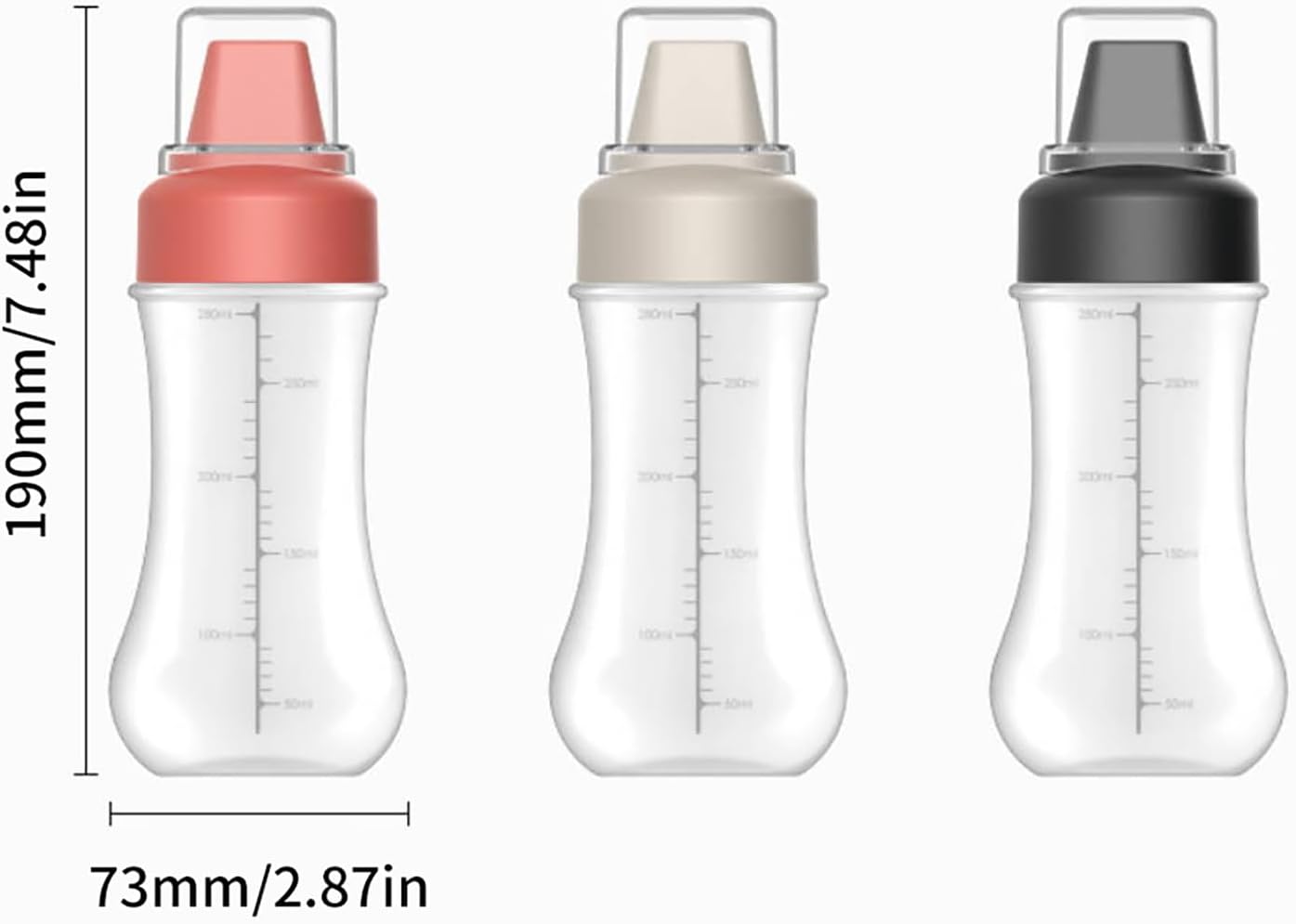 Wusteg 5 Hole Squeeze Bottles with Nozzles Gray