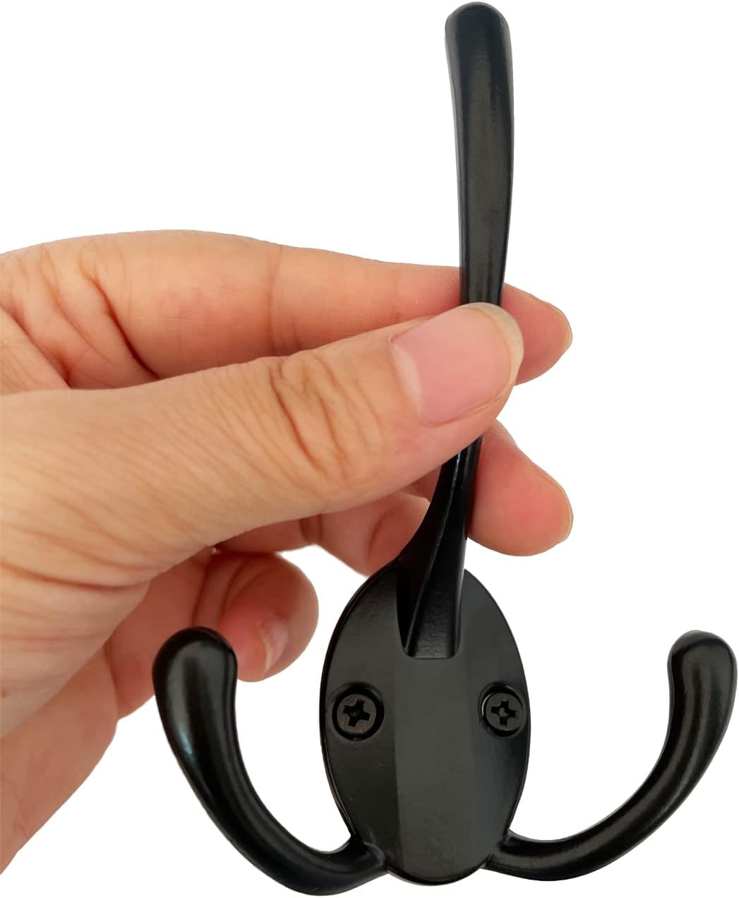 Mokife 5 Pack Black Rustic Coat Hooks Triple Prong Wall Mount