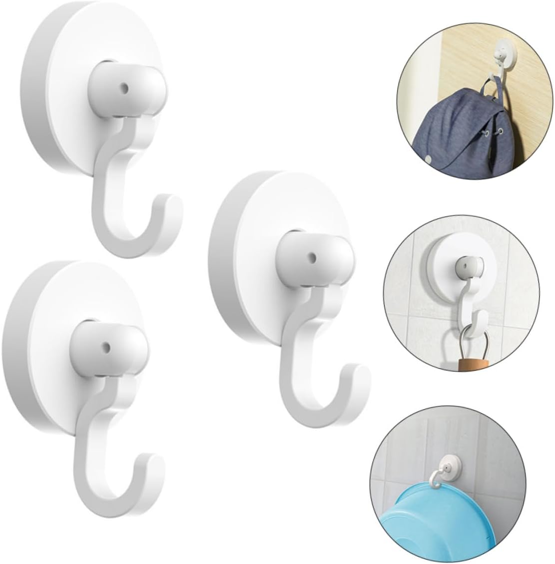 PRETYZOOM 3PCS Strong Adhesive Wall Hooks for Bathroom and Kitchen