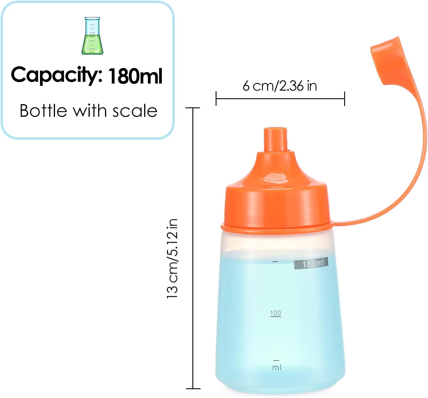 Ondiomn 6 Pack 180ml Wide Mouth Squeeze Bottles BPA Free