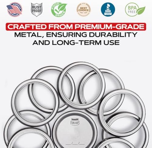 FORJARS - 100-Piece Stainless Steel Canning Rings