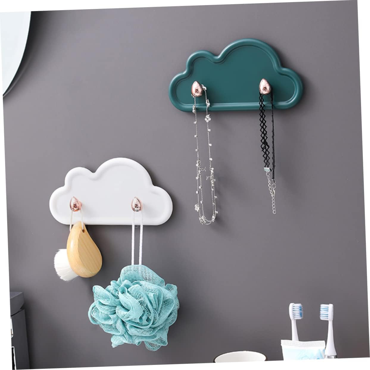 DIYEAH 4Pcs Cloud Shape Wall Hooks for Bathroom Towel and Key Hanging