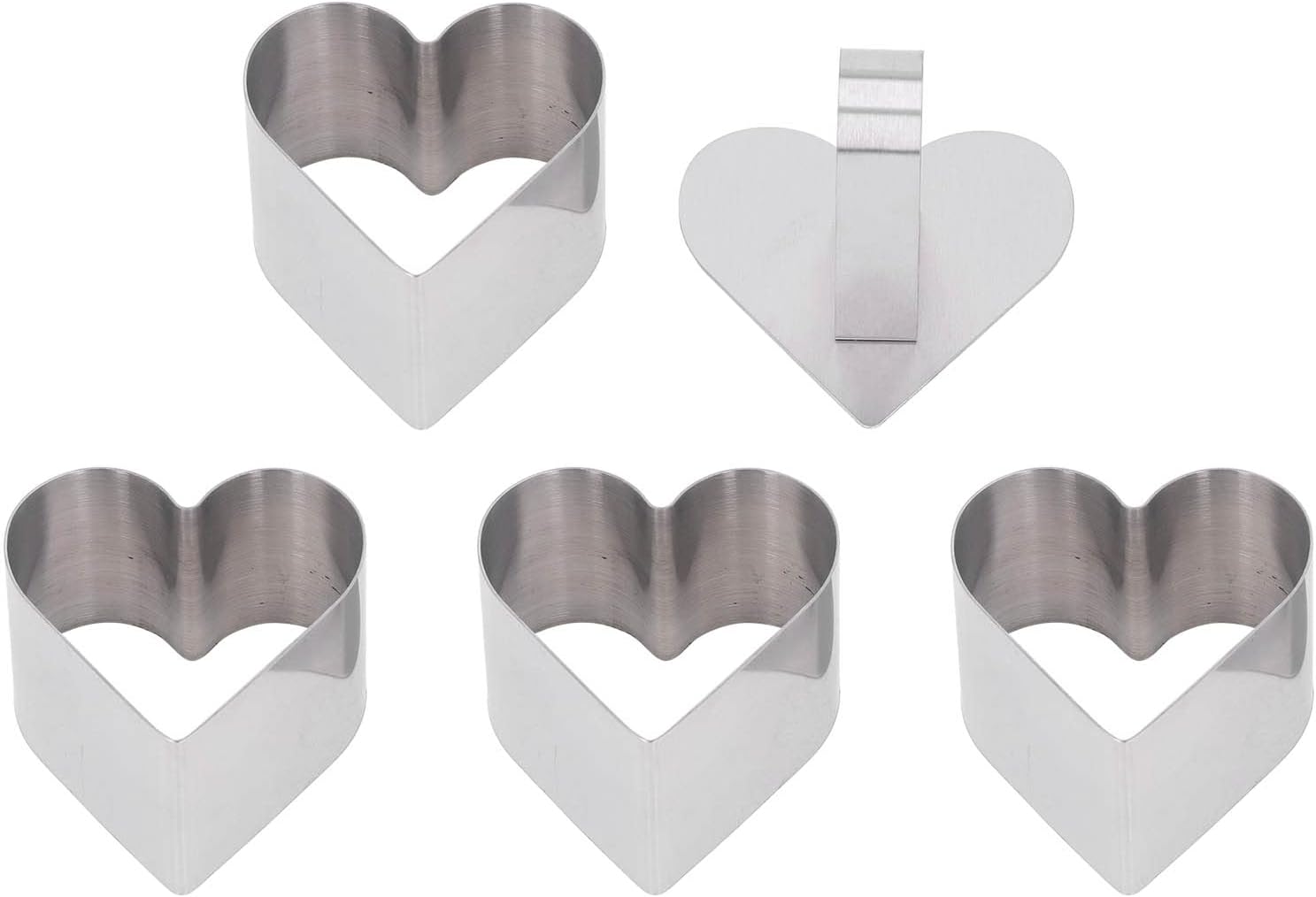 PerGar 4Pcs Heart Shaped Cake Ring Molds Set