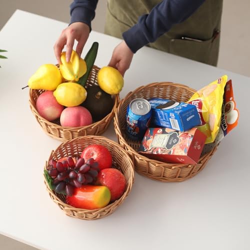 3-Packs 11 Wicker Bread Basket for Home Kitchen