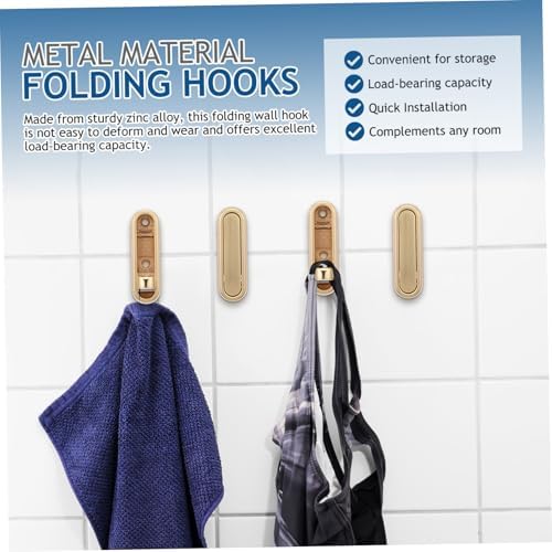 Veemoon 4 Pcs Folding Hooks for Wall Coat Backpack Towel Hanging