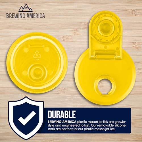 Mason Jar Lids Wide Mouth Plastic 4 Pack - Made in USA Yellow