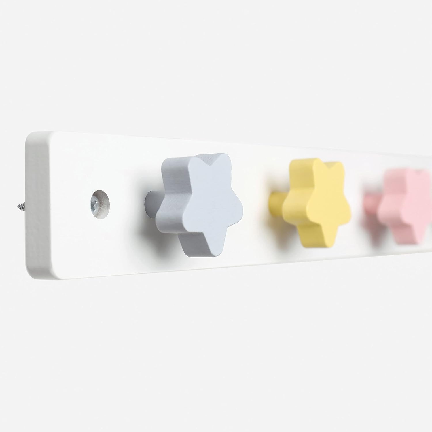 WonderBee Kids Coat Rack with 4 Star Hooks - White