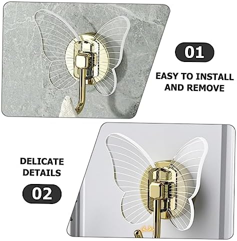 Holibanna 2Pcs Self Adhesive Butterfly Wall Hooks