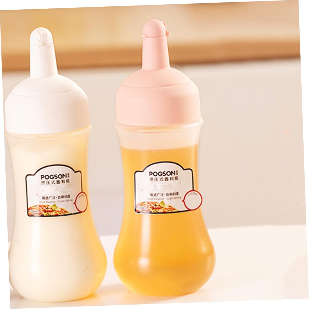 HOLIDYOYO 2Pcs 350ml Condiment Squeeze Bottles with Measurement