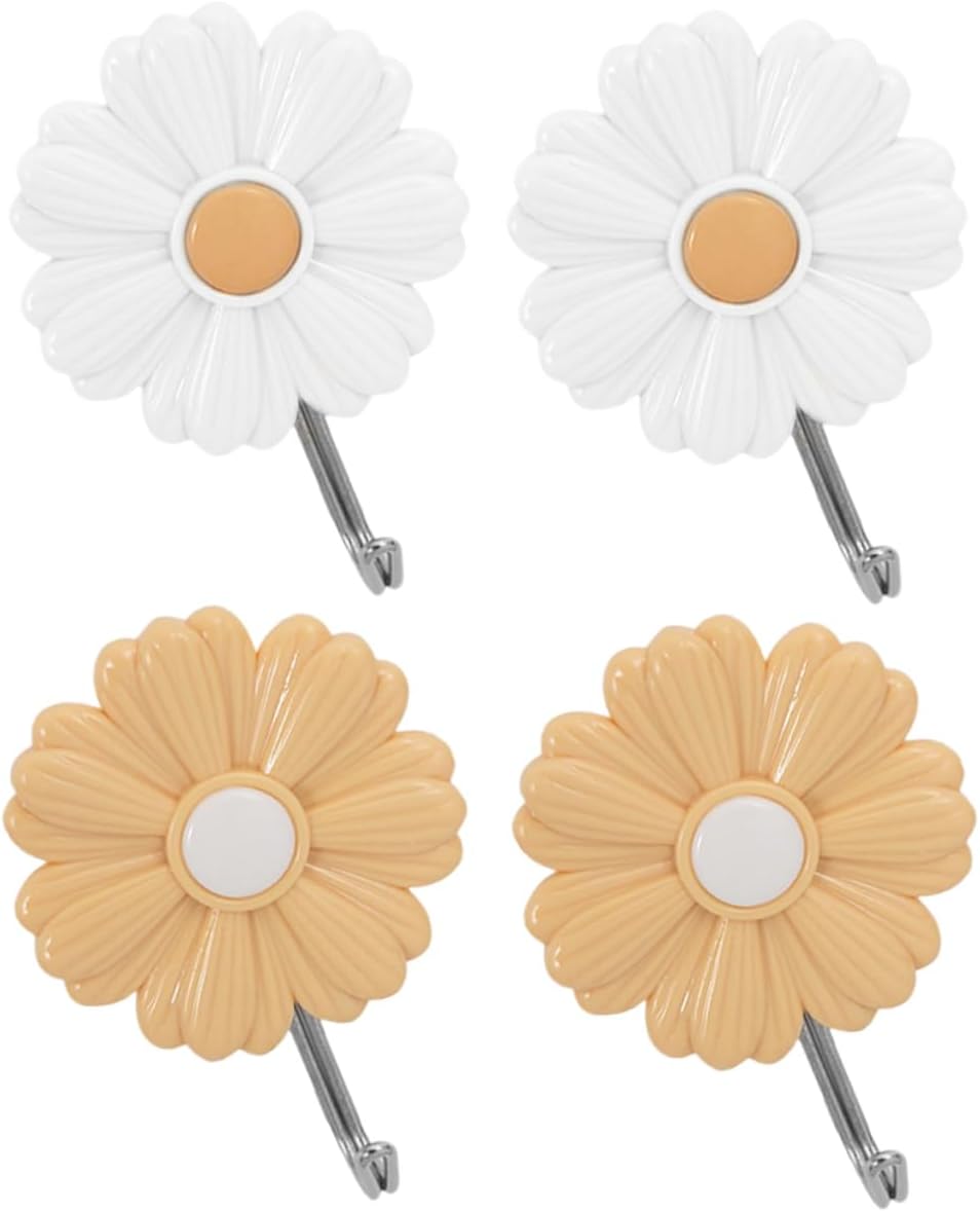 Ciieeo 8 Pcs Daisy Wall Key Holder Hooks
