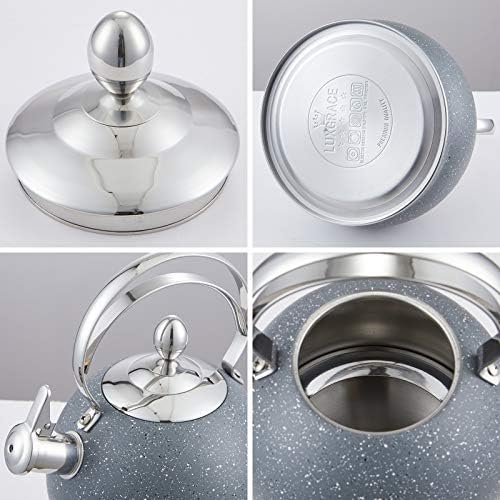 LUXGRACE 25 Qt Whistling Tea Kettle with Aluminum Base