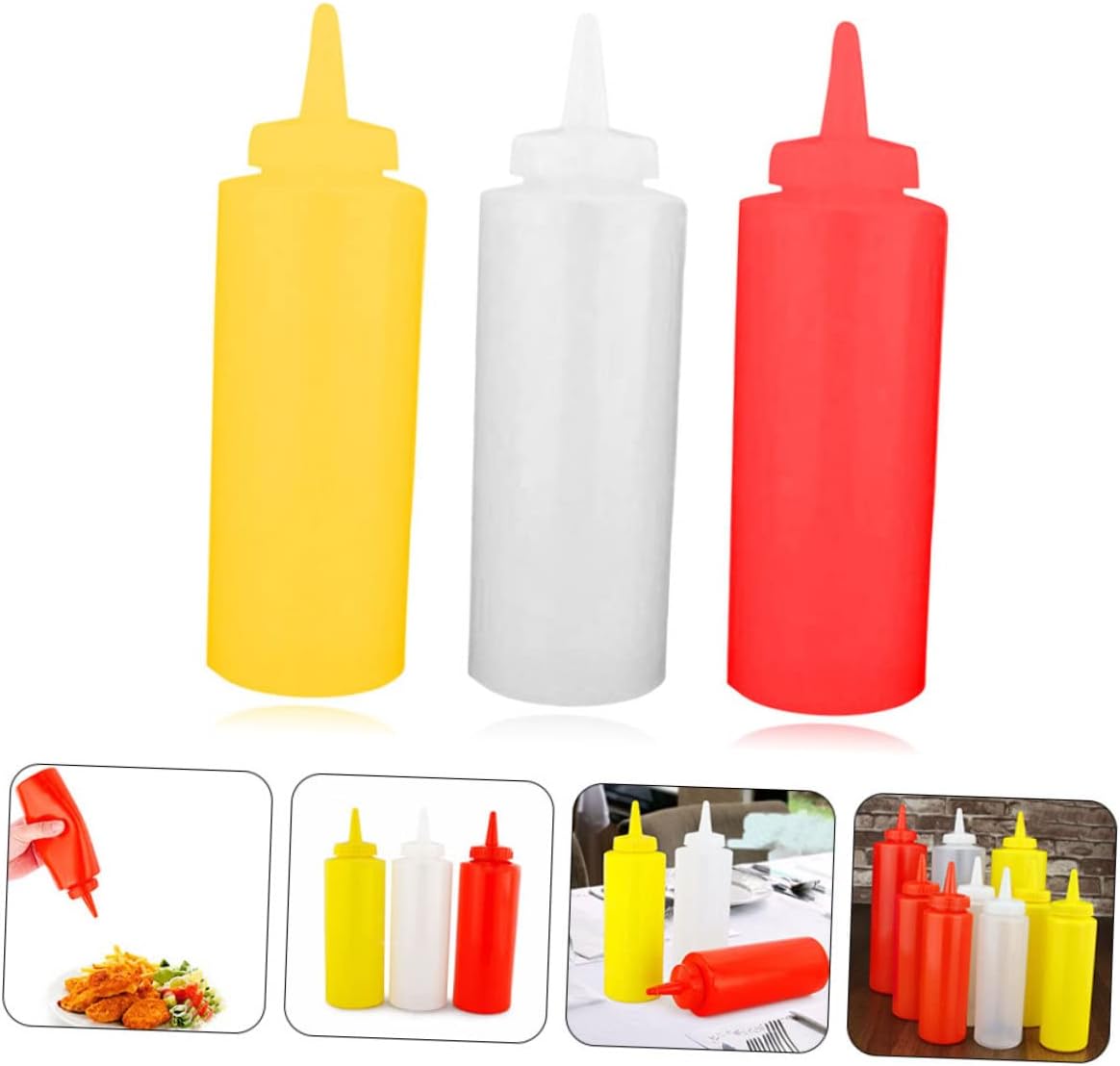 HOLIDYOYO 3pcs Reusable Condiment Squeeze Bottles Set