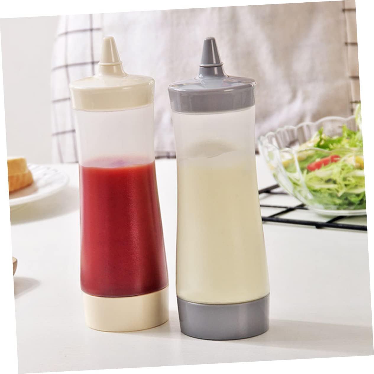 9 Pcs Condiment Bottle Squeeze Bottles with Lid Pink Reusable