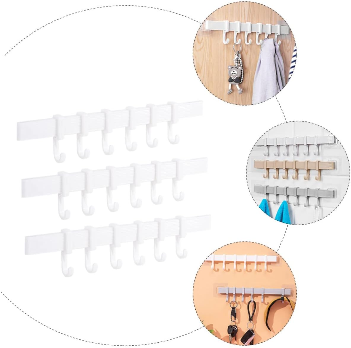 3PCS Adhesive Hook Rack for Bathroom and Kitchen