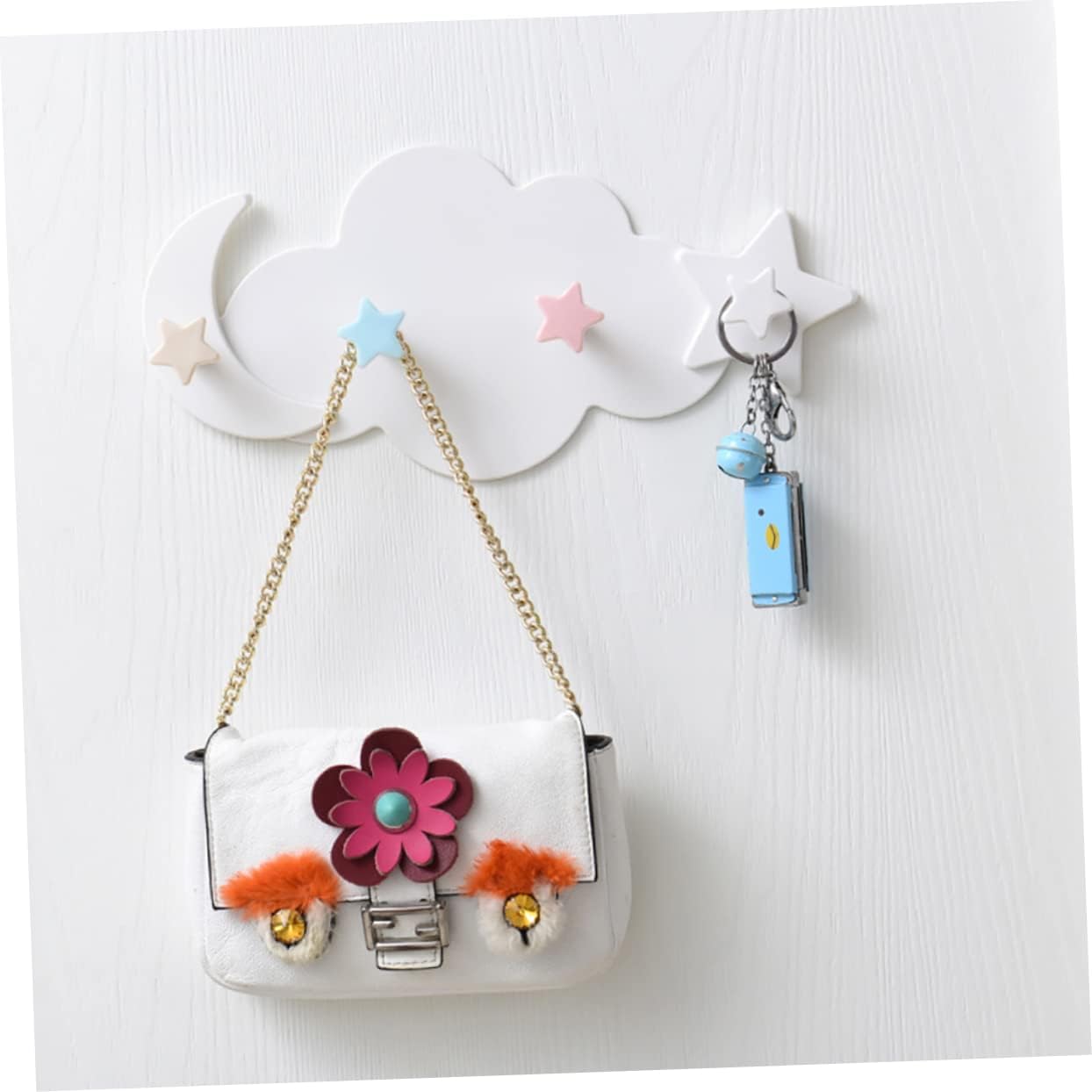 PENIKOKO 2pcs Star Moon Wall Hooks Adhesive Decor