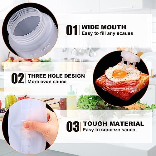 Maxdot 12 Pcs 24 Oz 3 Hole Squeeze Condiment Bottles