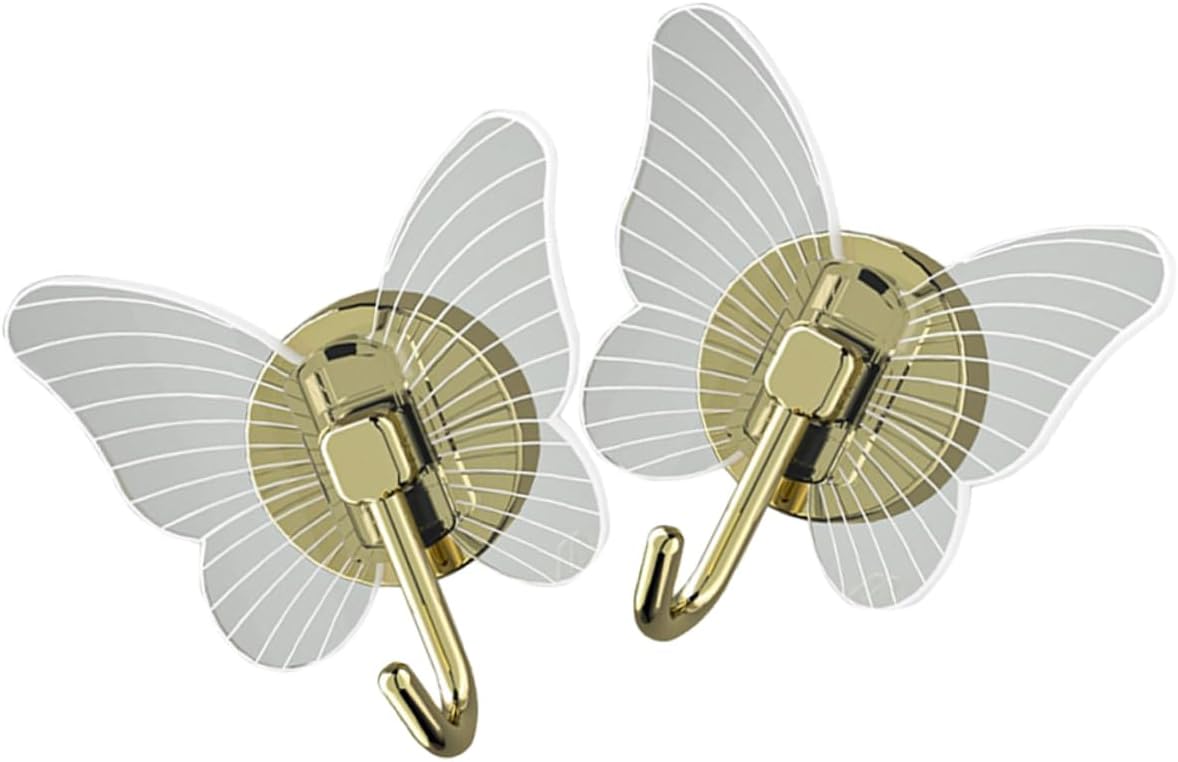 Holibanna 2Pcs Self Adhesive Butterfly Wall Hooks