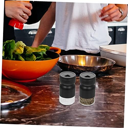 Elegant Black Sandglass Style Condiment Bottles 2-Pack