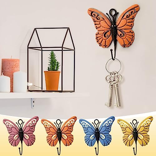 4 PCS Metal Butterfly Hooks Wall Decor