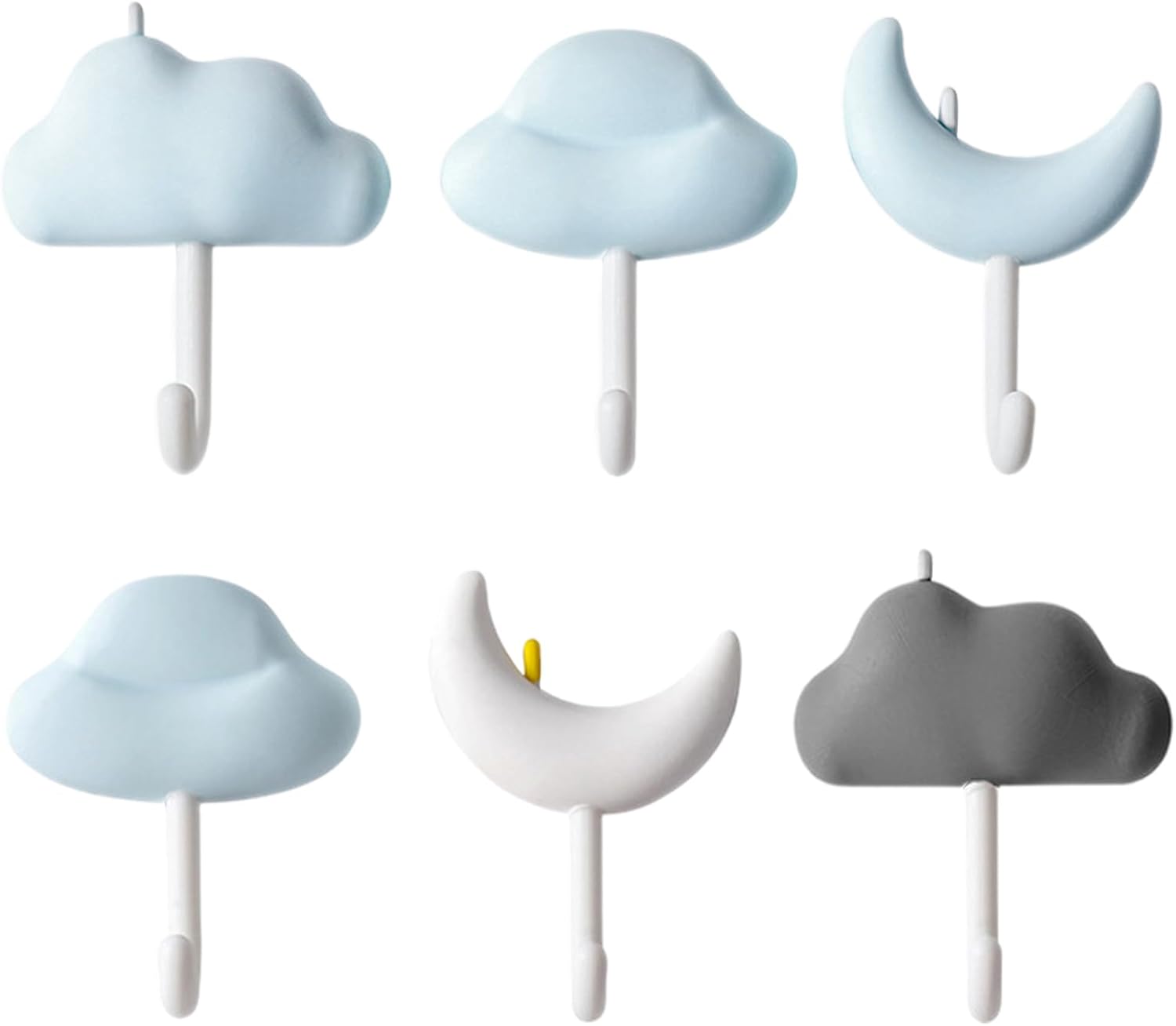 Tizee 6Pcs Moon Cloud Wall Hooks Key Holder