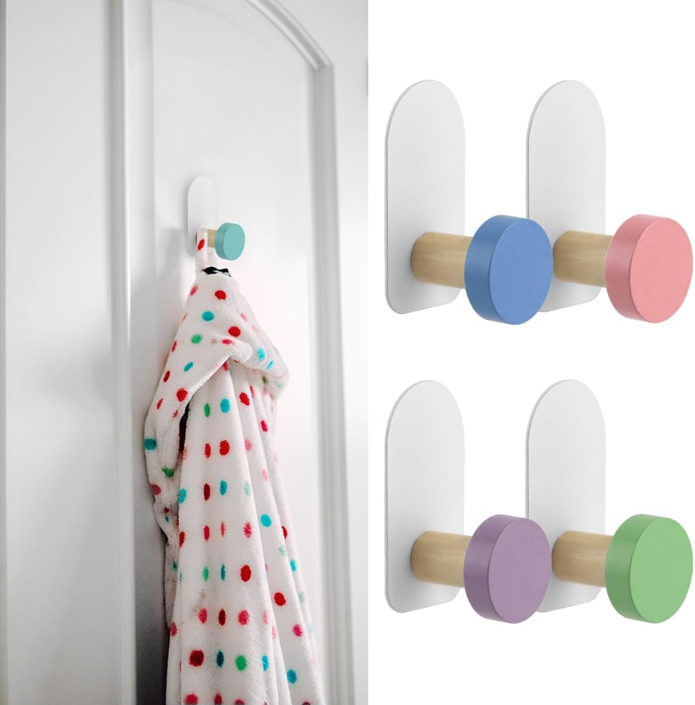5pcs Self-Adhesive Kids Coat Hooks with Cartoon Animal Design