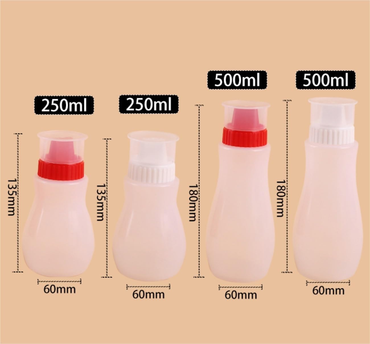 KLEYE 5-Pack Squeeze Bottles for Sauces and Condiments
