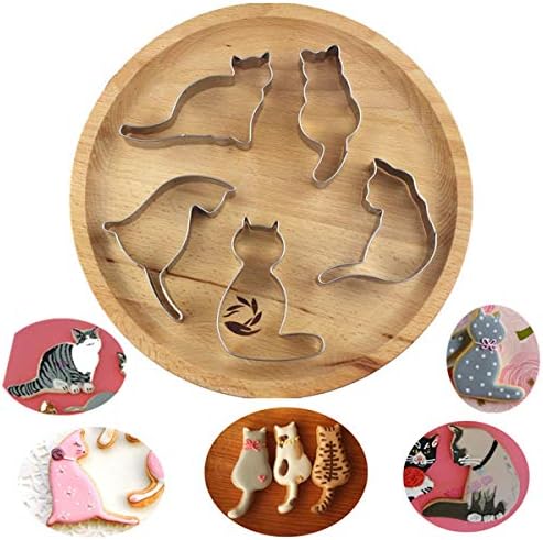 Kingsie WIN 5pcs Cat Cookie Cutter Set Stainless Steel