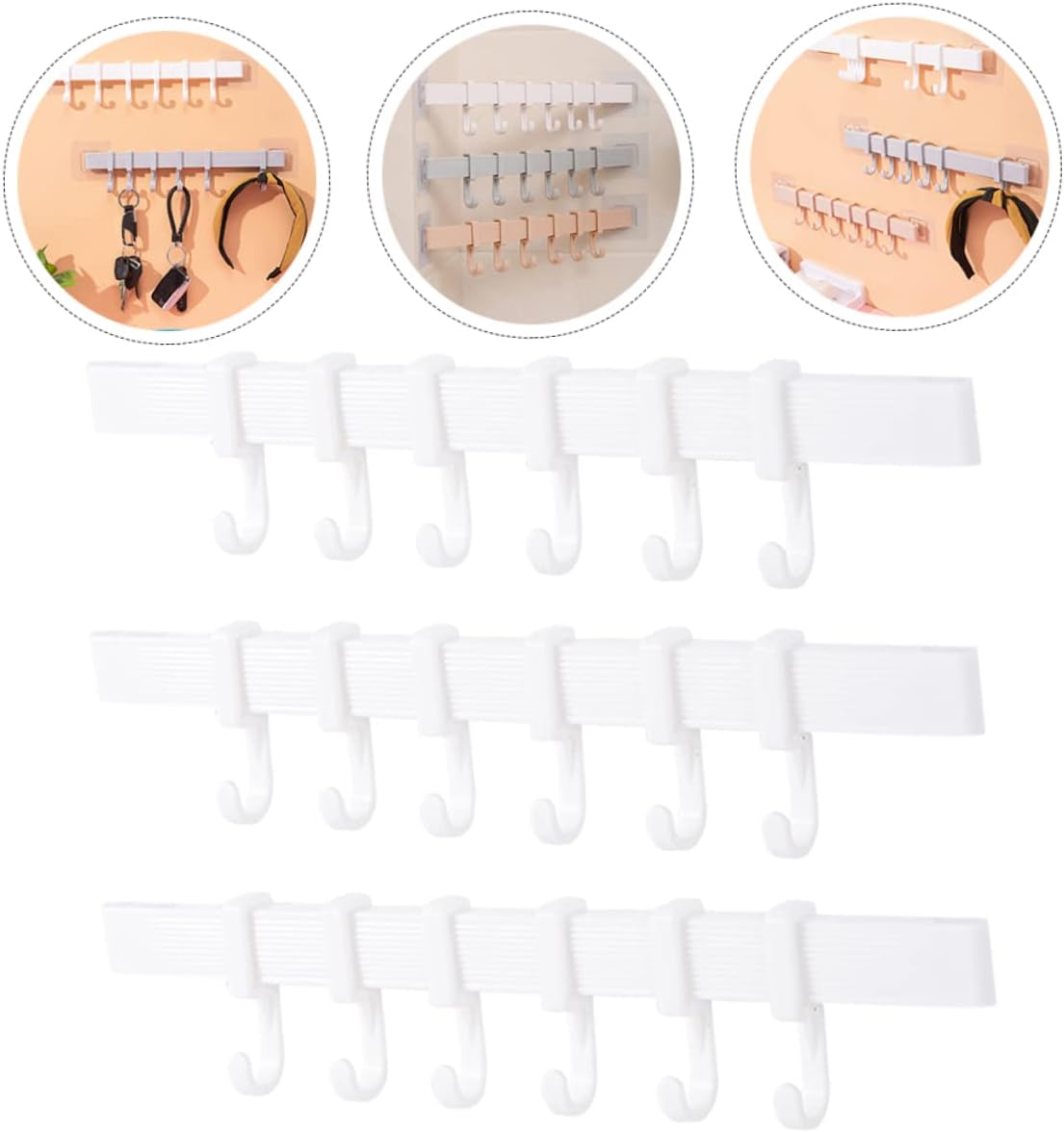 3pcs Punch Adhesive Hook Rack for Bathroom and Kitchen