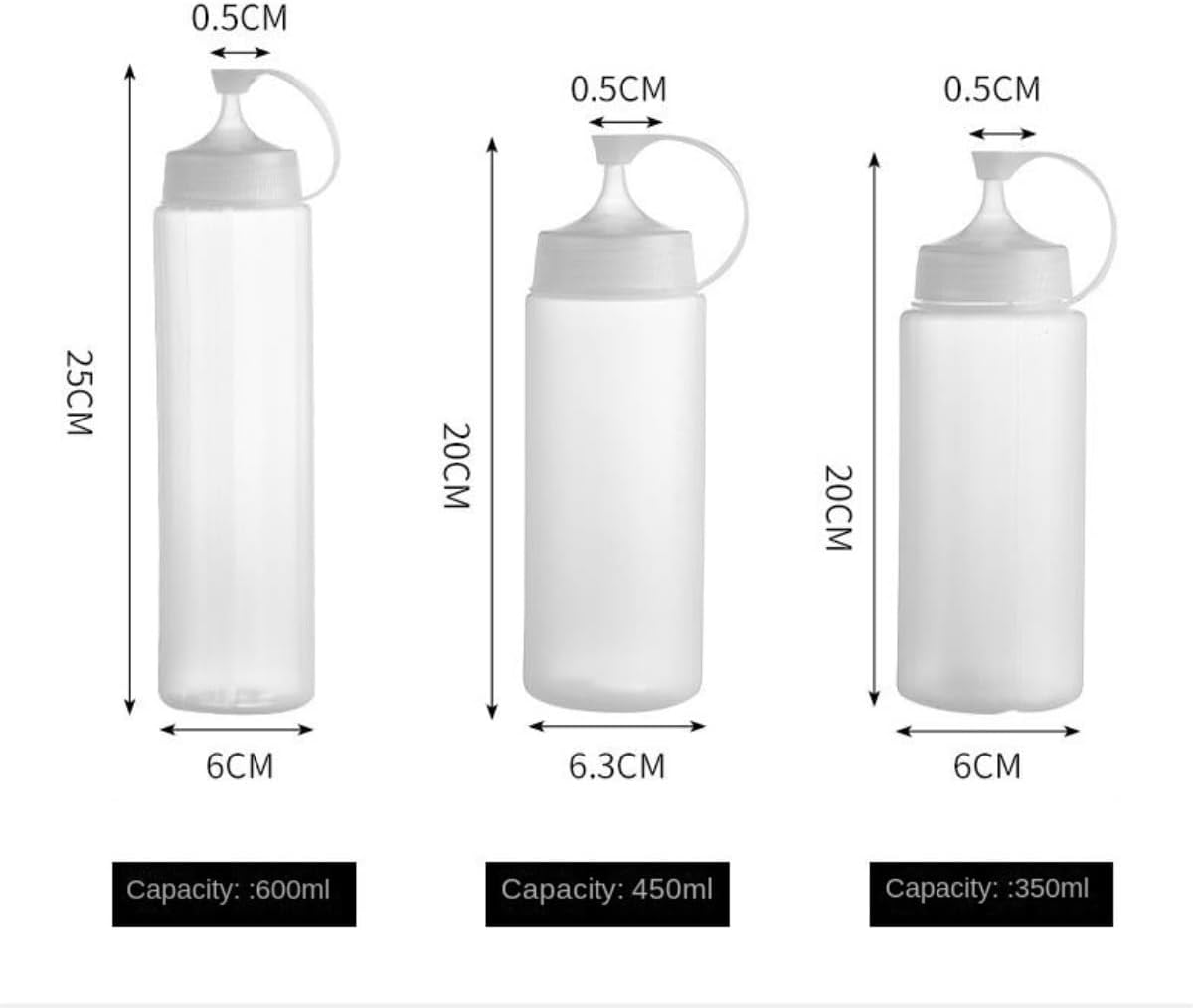 KLEYE 350ml Condiment Squeeze Bottles Pack of 5