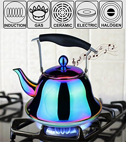 Onlycooker Whistling Tea Kettle with Infuser 2 Liter Rainbow