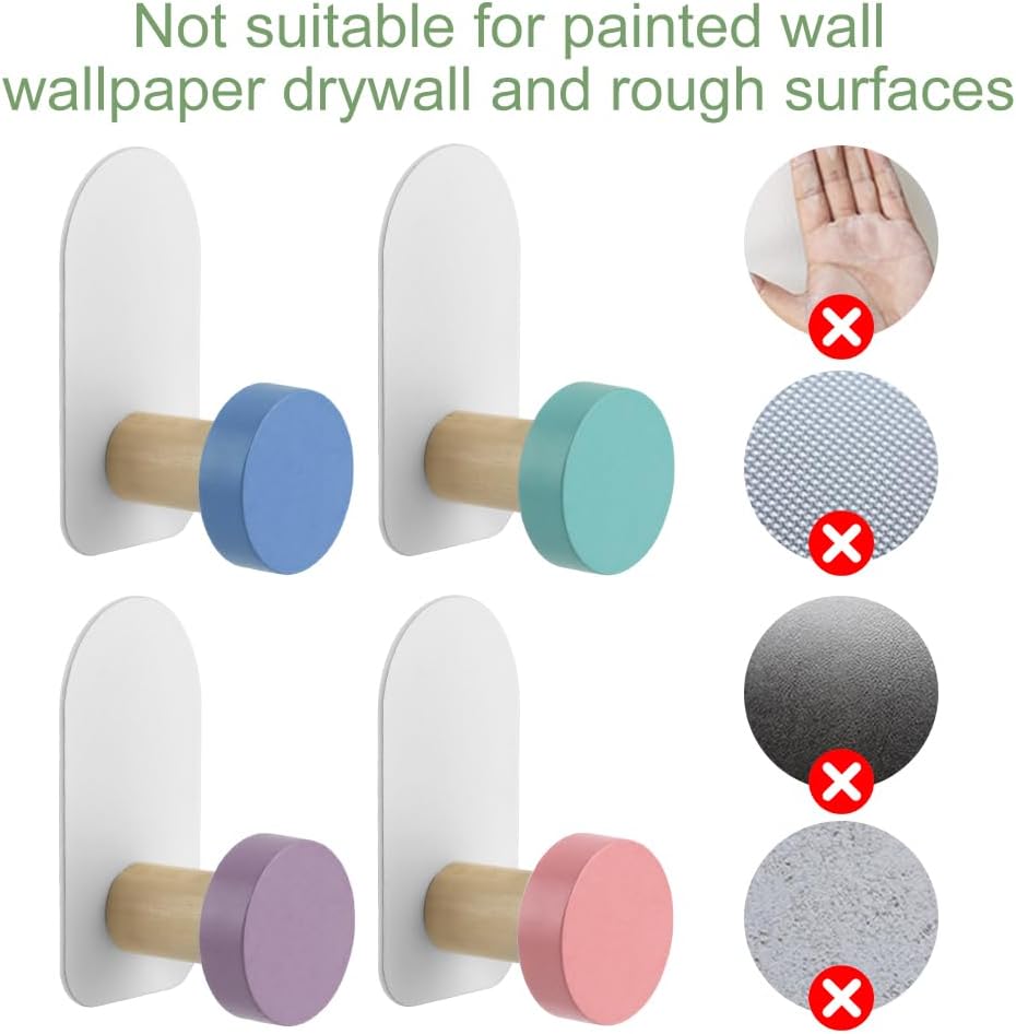 5pcs Self-Adhesive Kids Coat Hooks with Cartoon Animal Design