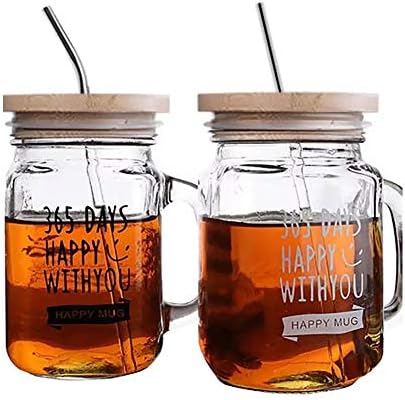 TOUSHI 4Pcs Bamboo Mason Jar Lids with Straw Hole