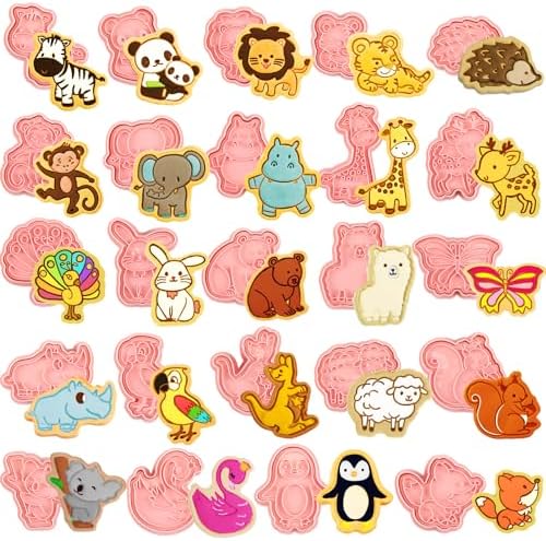 Roshtia 24 Pcs 3D Animal Cookie Cutters Set Plastic 1