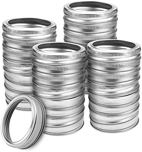 Tecmisse 40-Piece Mason Jar Bands 70mm Silver Leak Proof Replacement Lids
