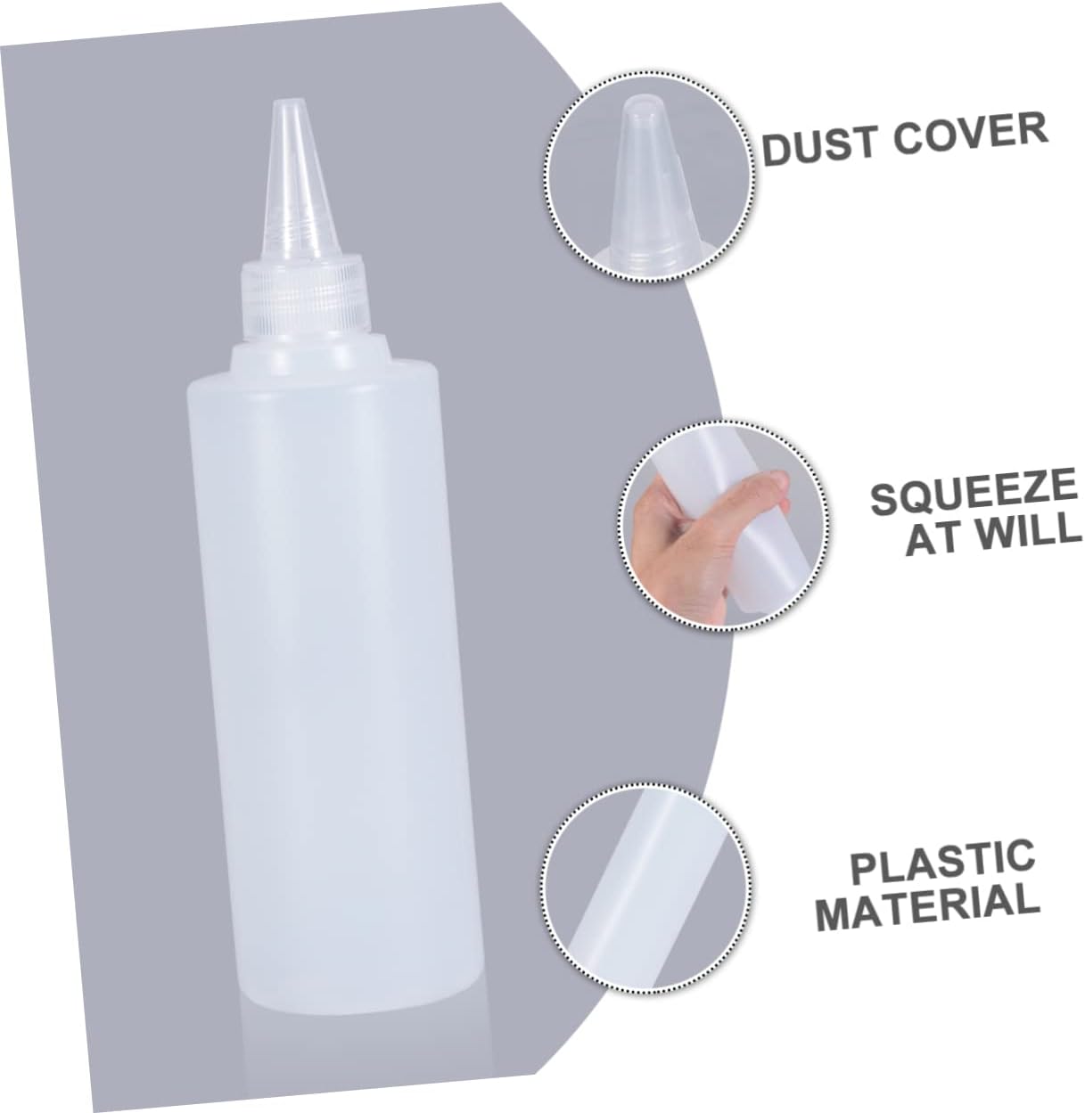 6 Pack 250ml Squeeze Bottles with Pointed Tips