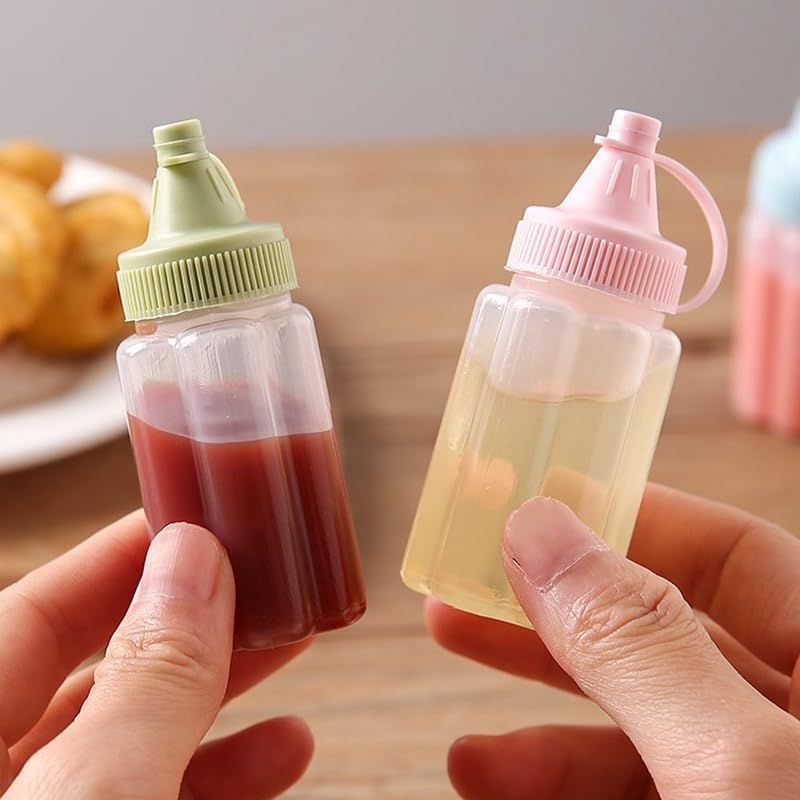 4PCS Mini Condiment Squeeze Bottles with Screw Seal