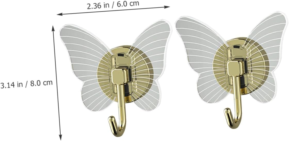 Holibanna 2Pcs Self Adhesive Butterfly Wall Hooks
