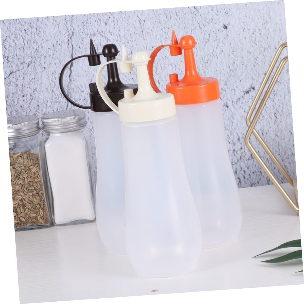 Ciieeo Salad Dressing Bottle Set of 3 Squeeze Sauce Bottles with Lids 1
