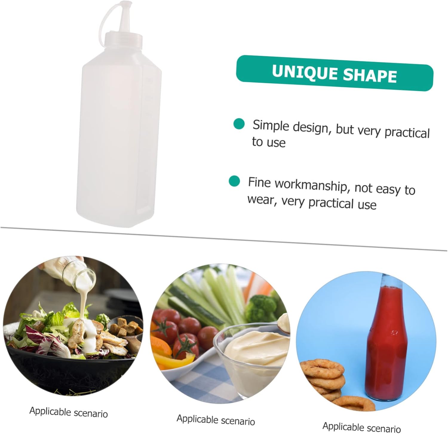 2 Pack Squeeze Condiment Bottles with Lids for Kitchen Use
