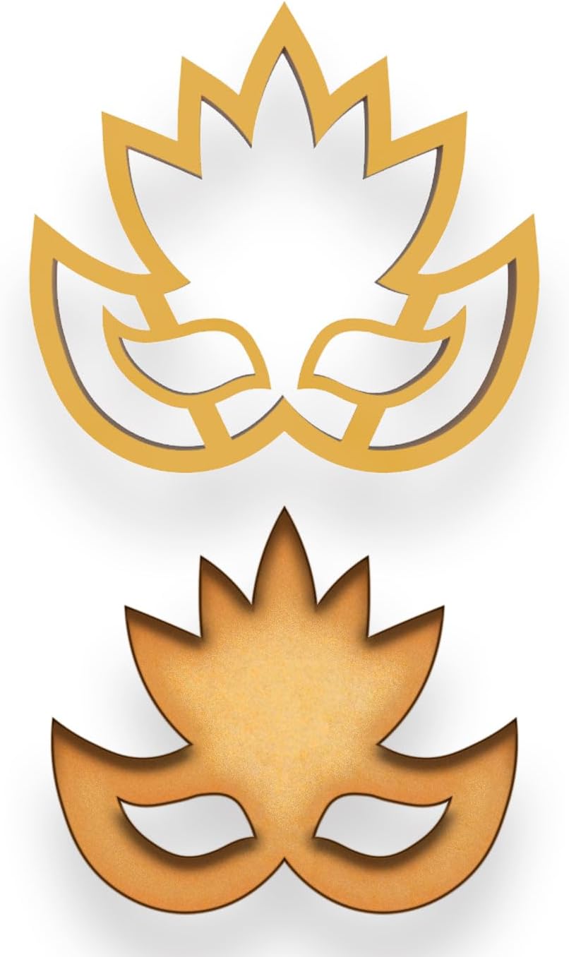 Mardi Gras Flame Masquerade Mask Cookie Cutter - Yellow