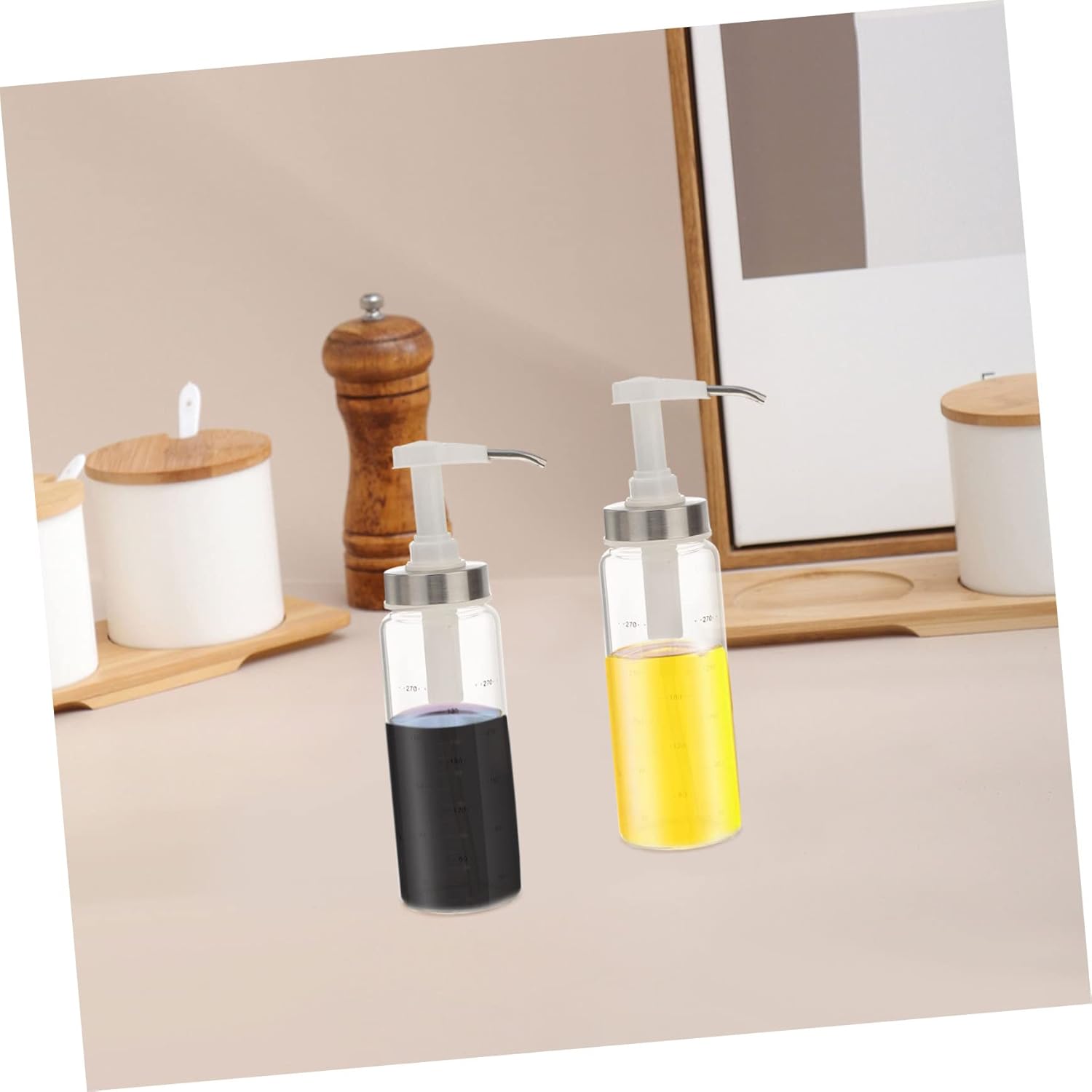 CIYODO 300ml Glass Sauce Press Bottle with Spring Lid