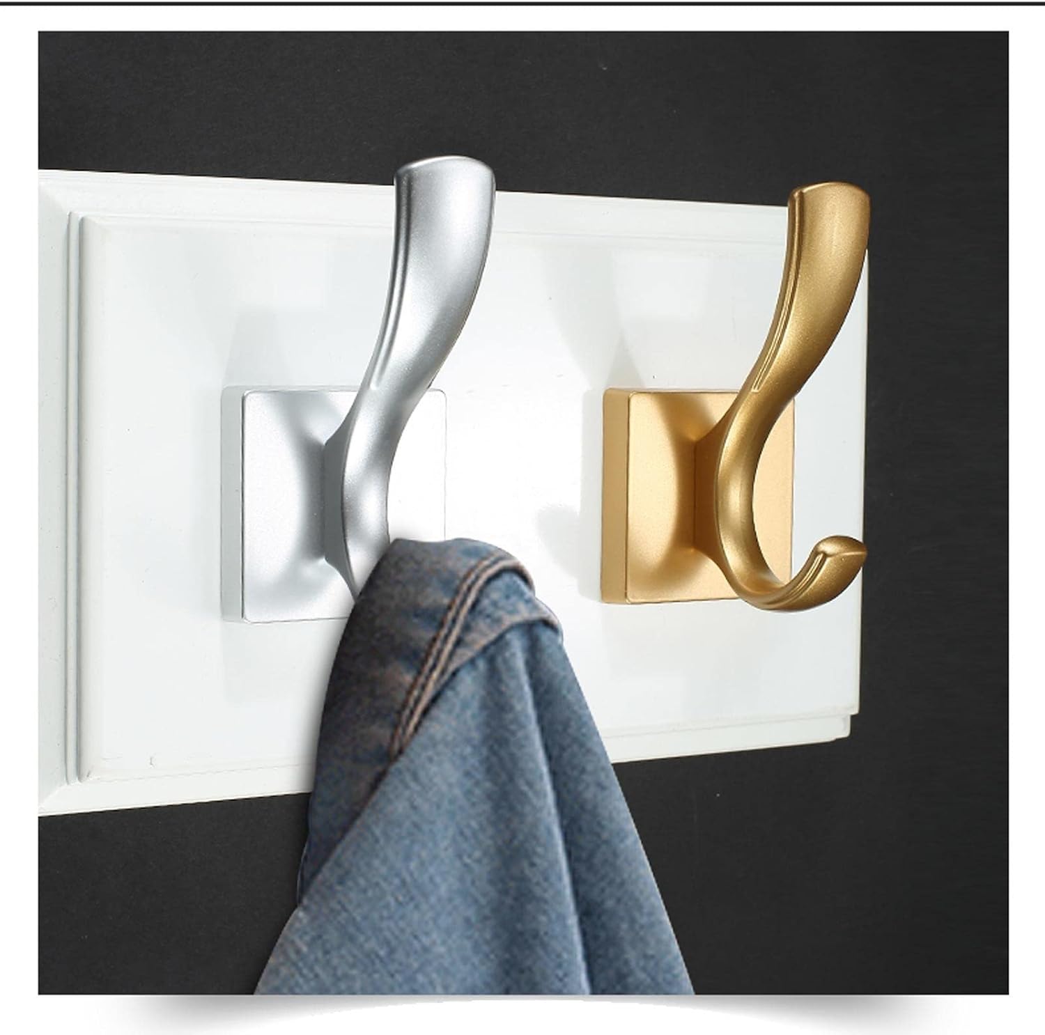 XUNTING 5-Piece Wall Mounted Coat Hooks Heavy Duty Metal Hangers Silver