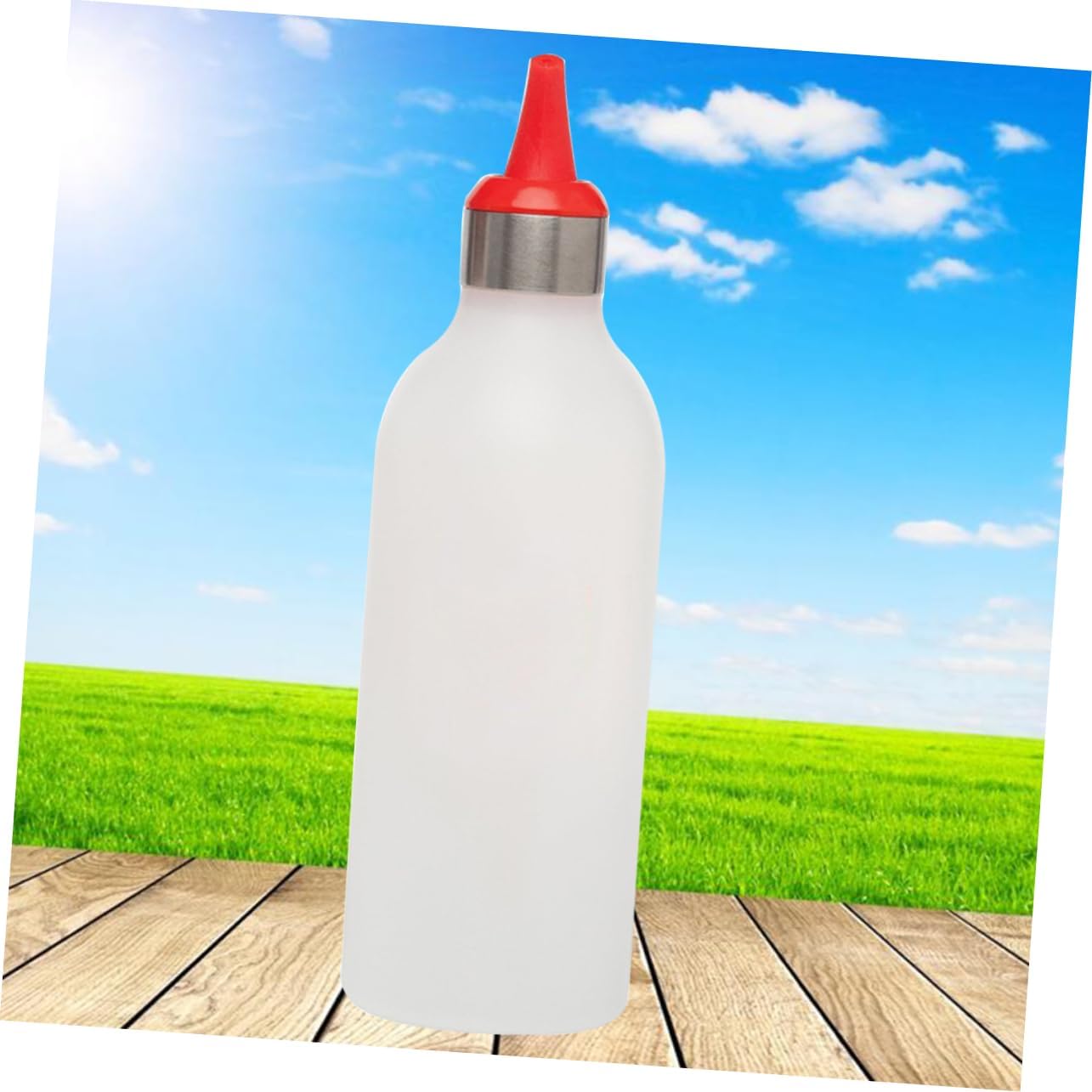 HOLIDYOYO Red 450ml Condiment Squeeze Bottle with Silicone Head
