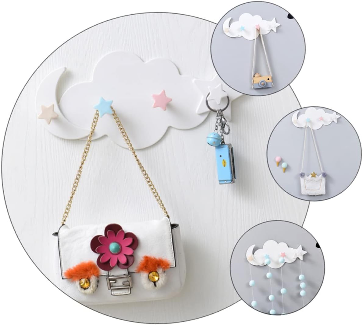 PENIKOKO 2pcs Star Moon Wall Hooks Adhesive Decor