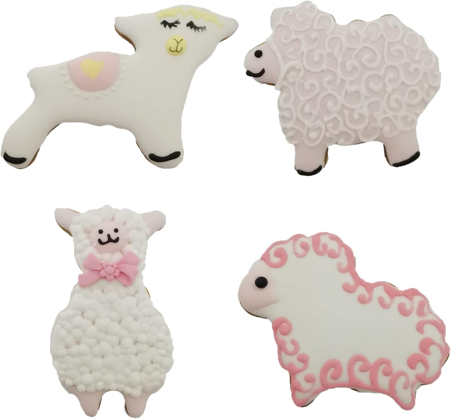 Qhonhon 4pcs Sheep Cookie Cutter Set Stainless Steel Lamb Series Baking Molds