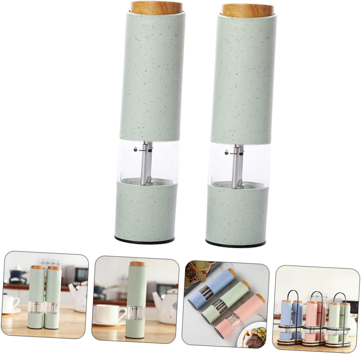 Battery-Powered Pepper Grinder Set 2PCS Non-Slip Base