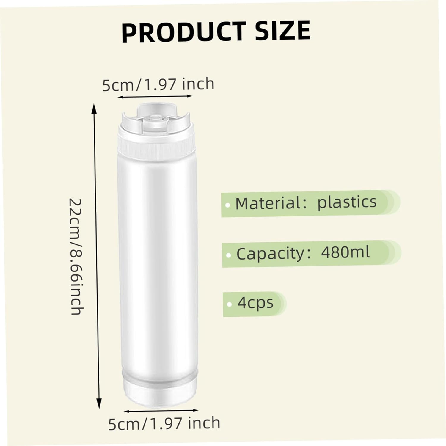 4Pcs Reusable Squeeze Bottles with Lids 480ml