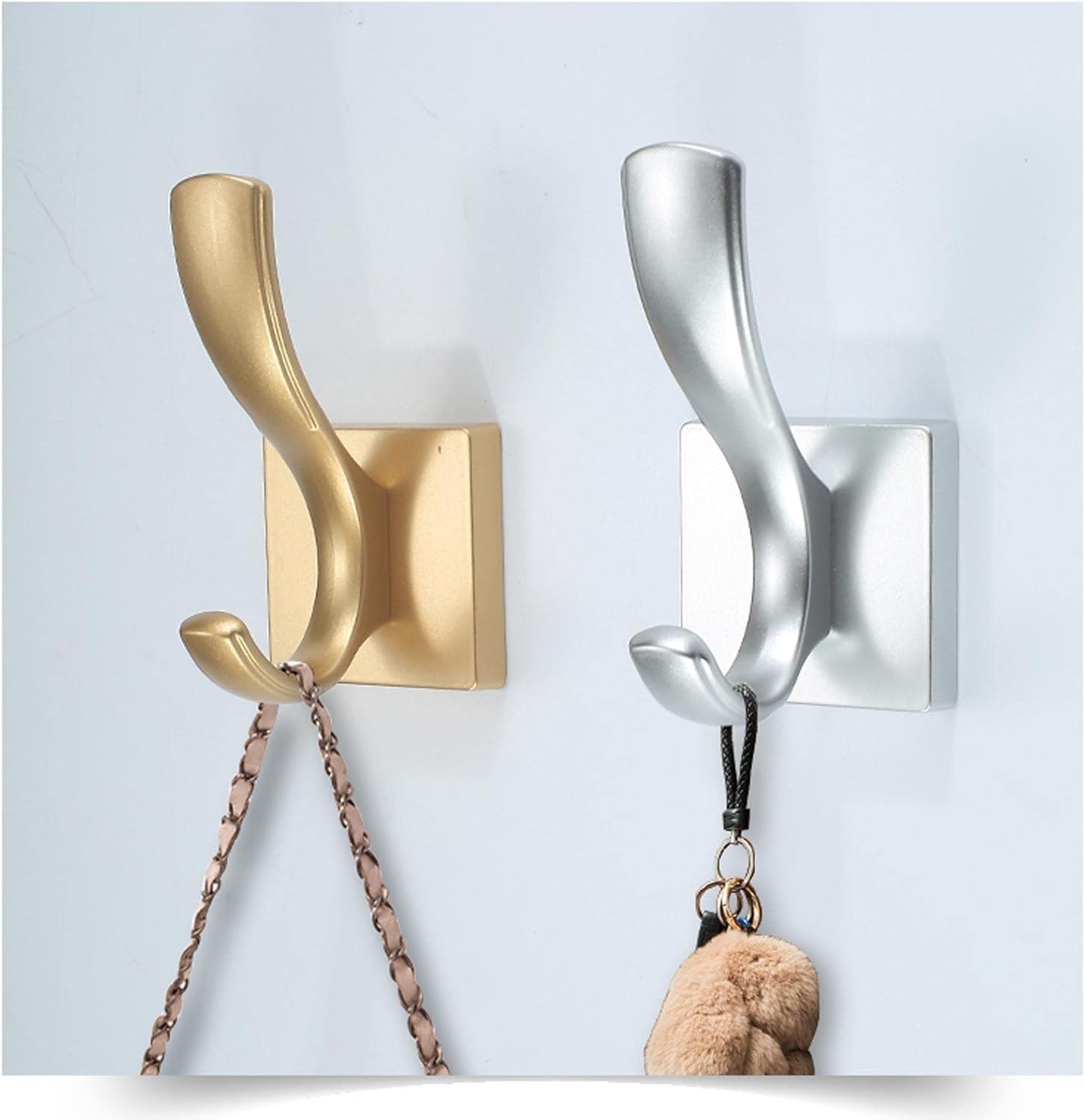 XUNTING 5-Piece Wall Mounted Coat Hooks Heavy Duty Metal Hangers Silver