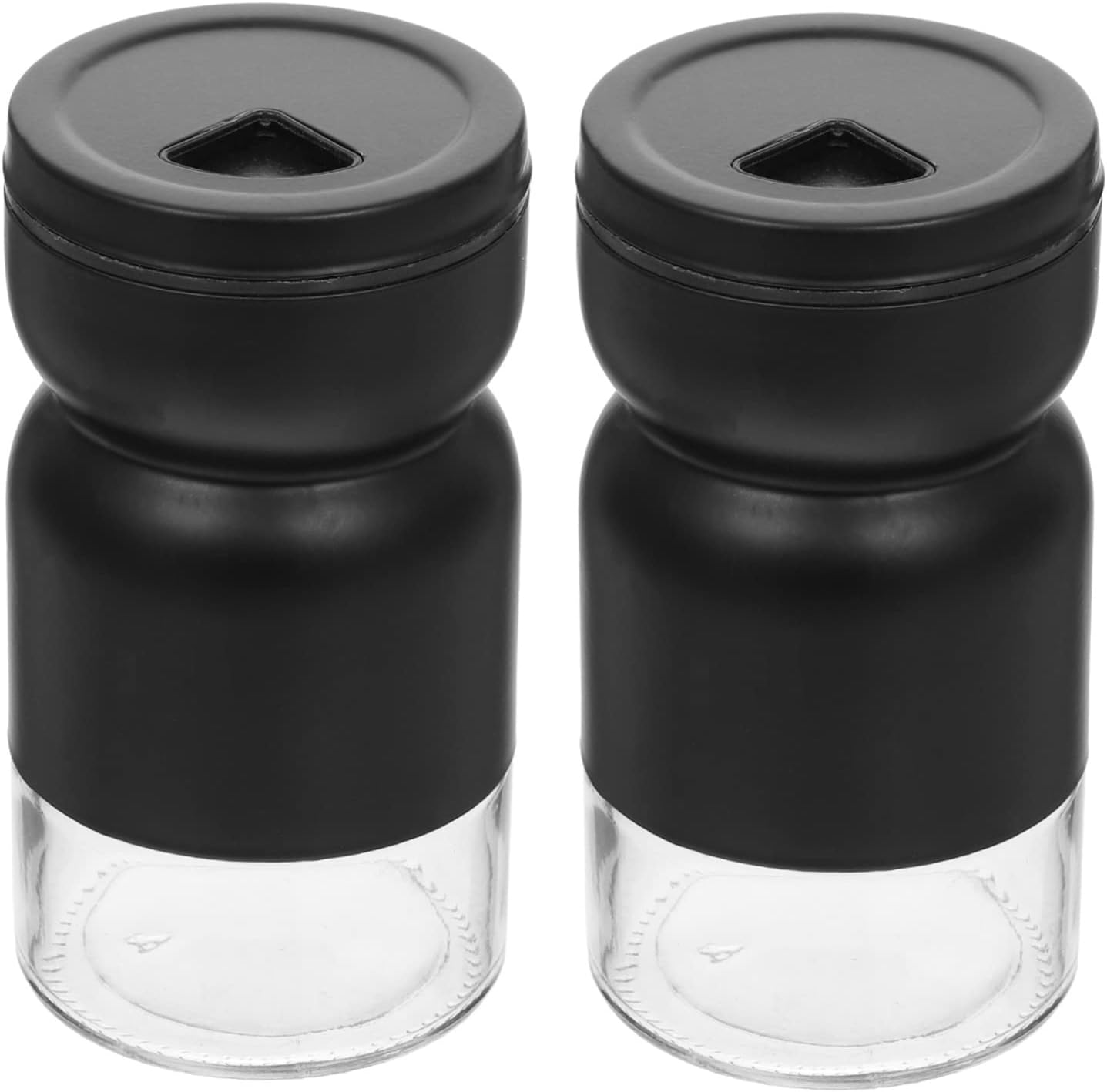 Elegant Black Sandglass Style Condiment Bottles 2-Pack